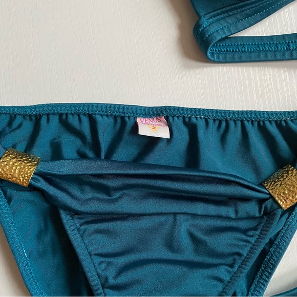 Venus Bikini 3 Piece Greek Goddess Bathing Suit Teal Blue Bikini Top and Bottoms - Picture 12 of 13